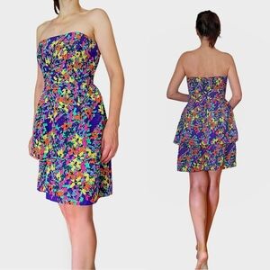 Shoshanna multicolor strapless silk cotton dress sz.8